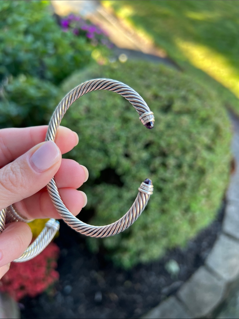 David Yurman Classic Cable Bracelet with Amethyst and Diamonds (5mm)